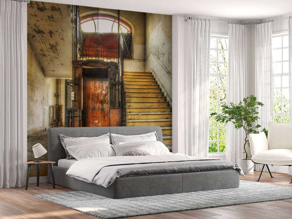 Abandoned hotel lobby