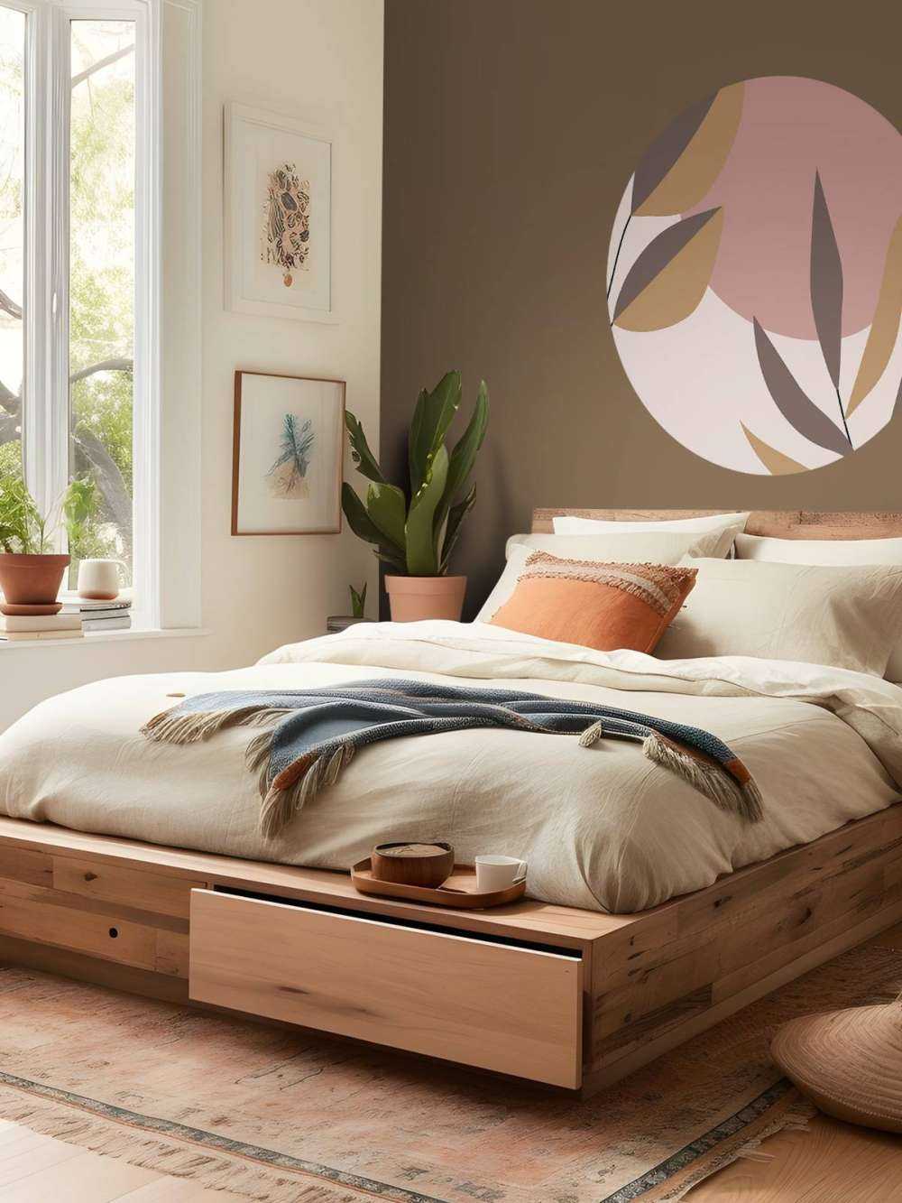 Roze cirkel met planten