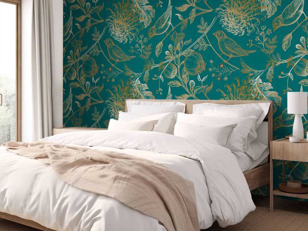 Chrysanten en vogel patroon