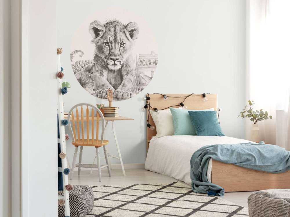 Baby lion in the jungle beige