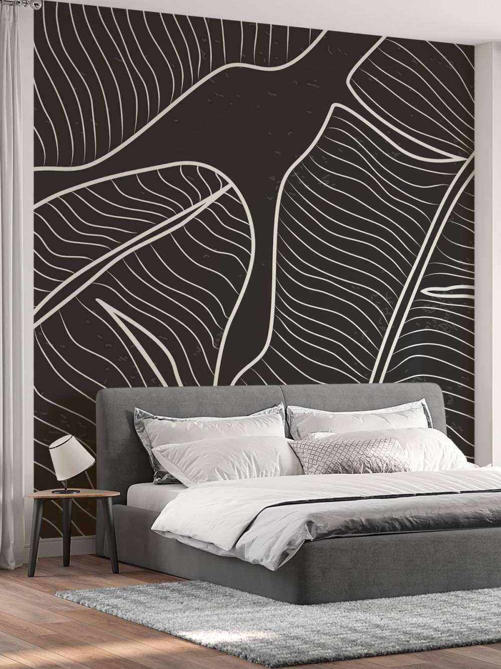 Illustratie van bladeren in zwart-wit