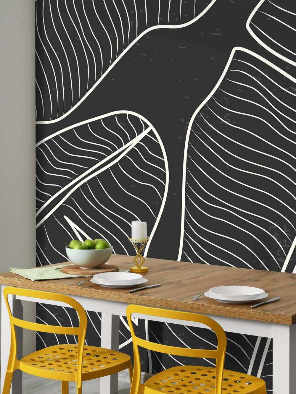 Illustratie van bladeren in zwart-wit