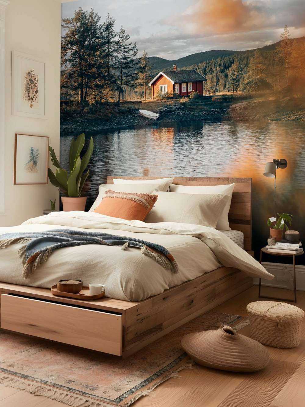 Red house by the lake