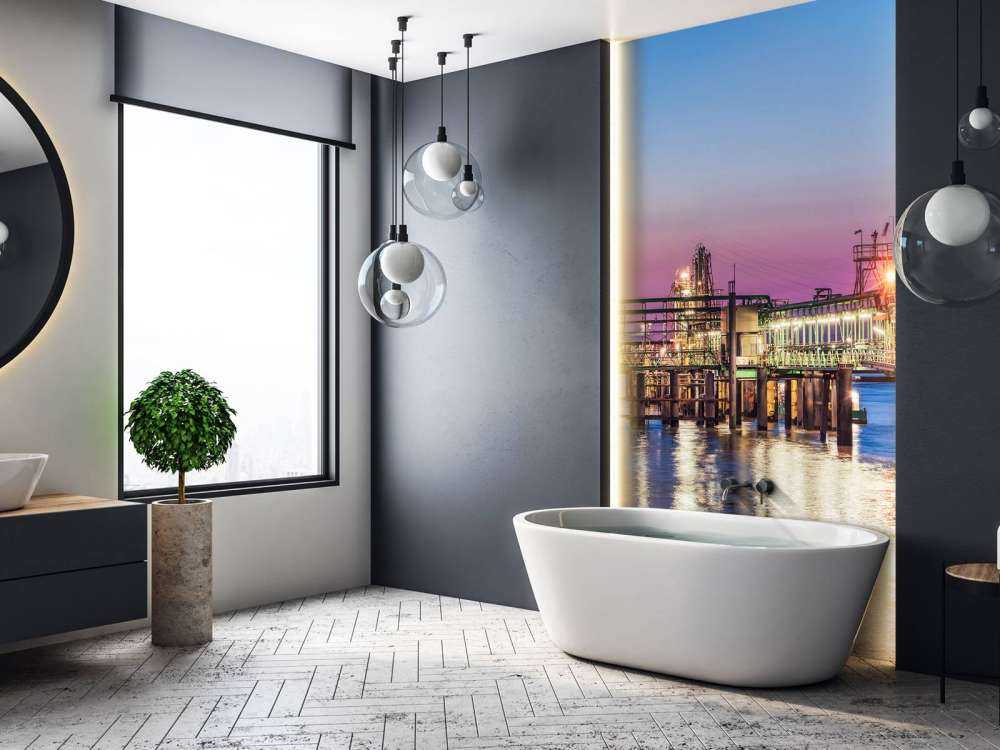 Haven van Antwerpen bij zonsondergang