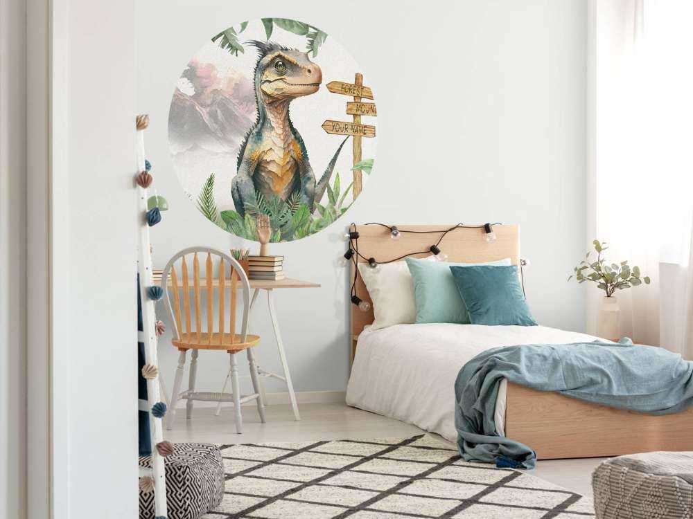 Baby velociraptor in the jungle