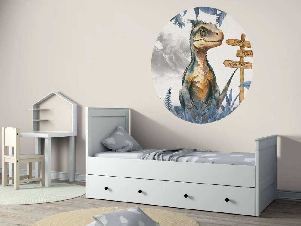 Baby velociraptor in the blue jungle