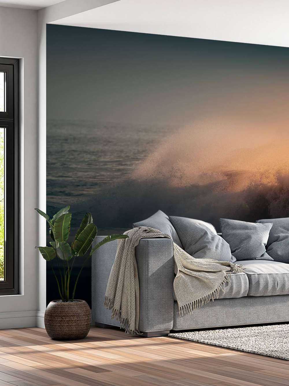 Breaking waves on the beach