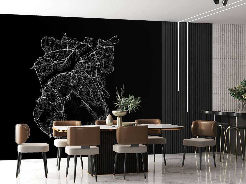 Plattegrond van Gotenburg, zwart