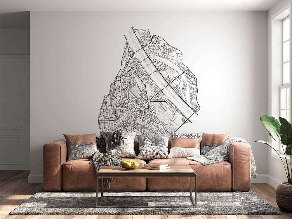 Plattegrond van Wenen centrum, wit