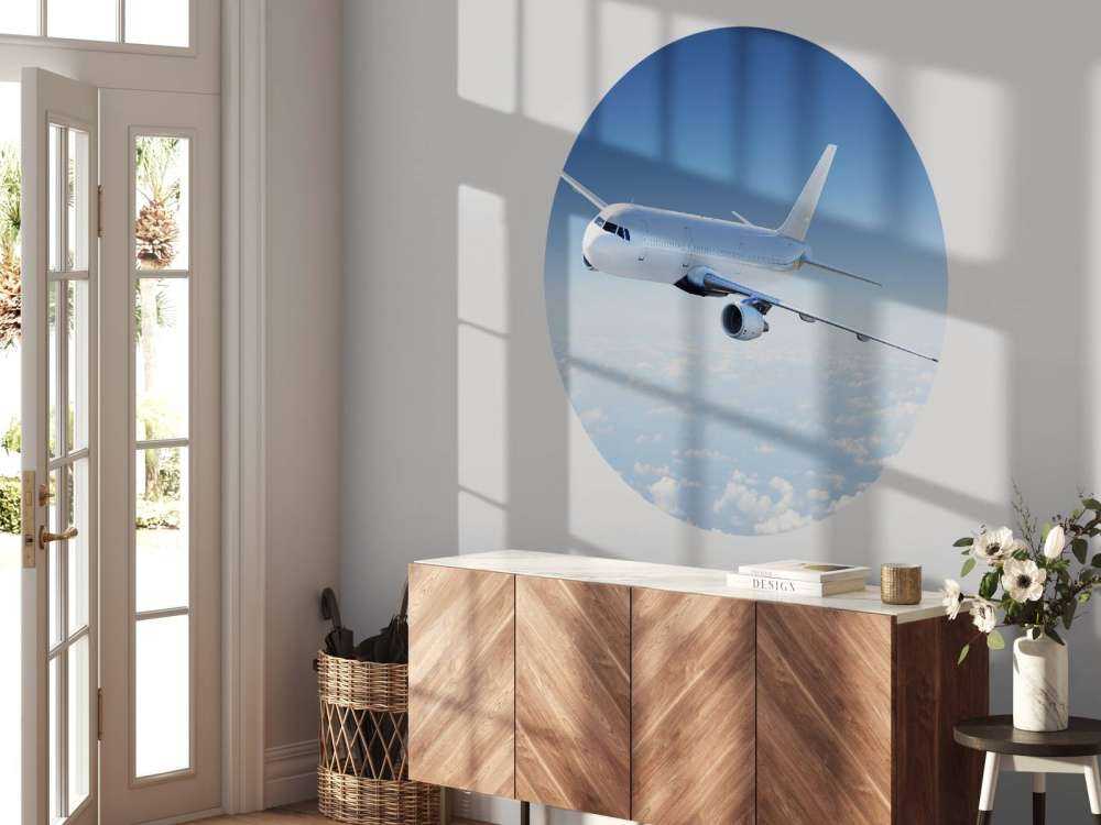 Airplane above the clouds