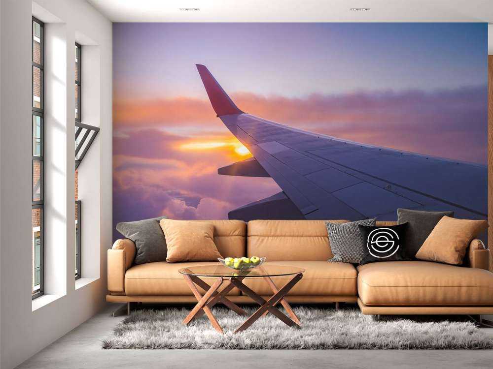 Aircraft wing in the clouds