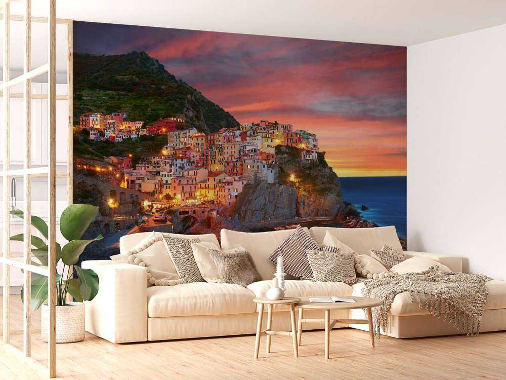 Italian town at sunset