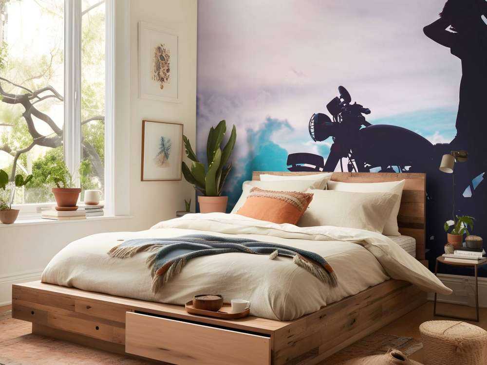 Silhouette motorcyclist