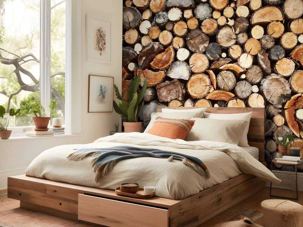 Stacked tree trunks