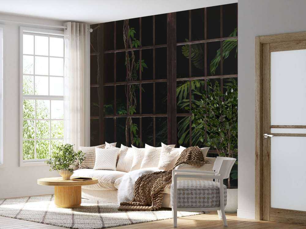 Botanical plants behind windows