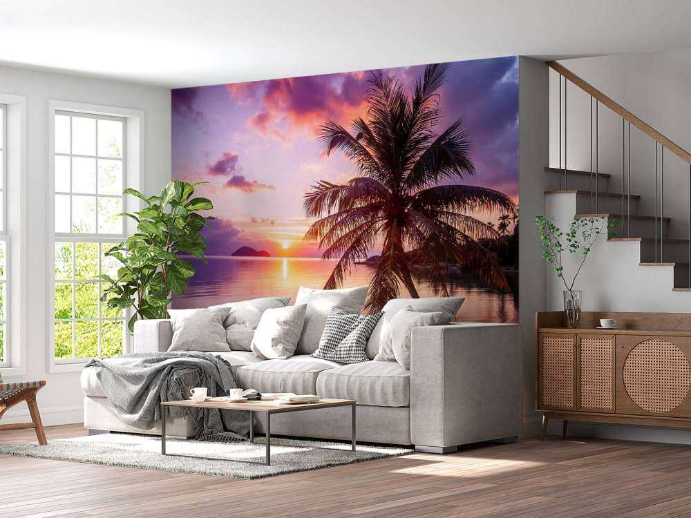 Palm tree at a sunset