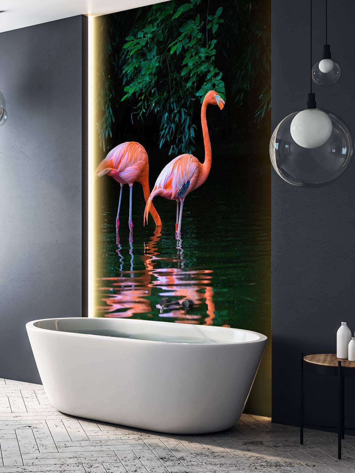 Two Caribbean flamingos