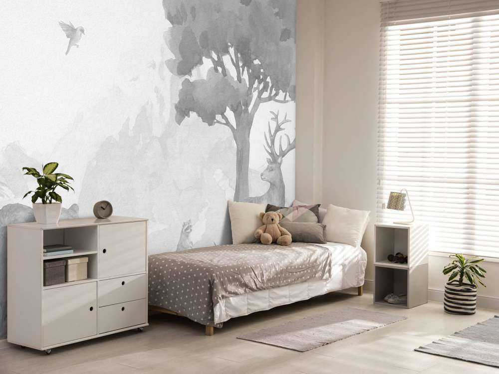 Forest animals in black and white