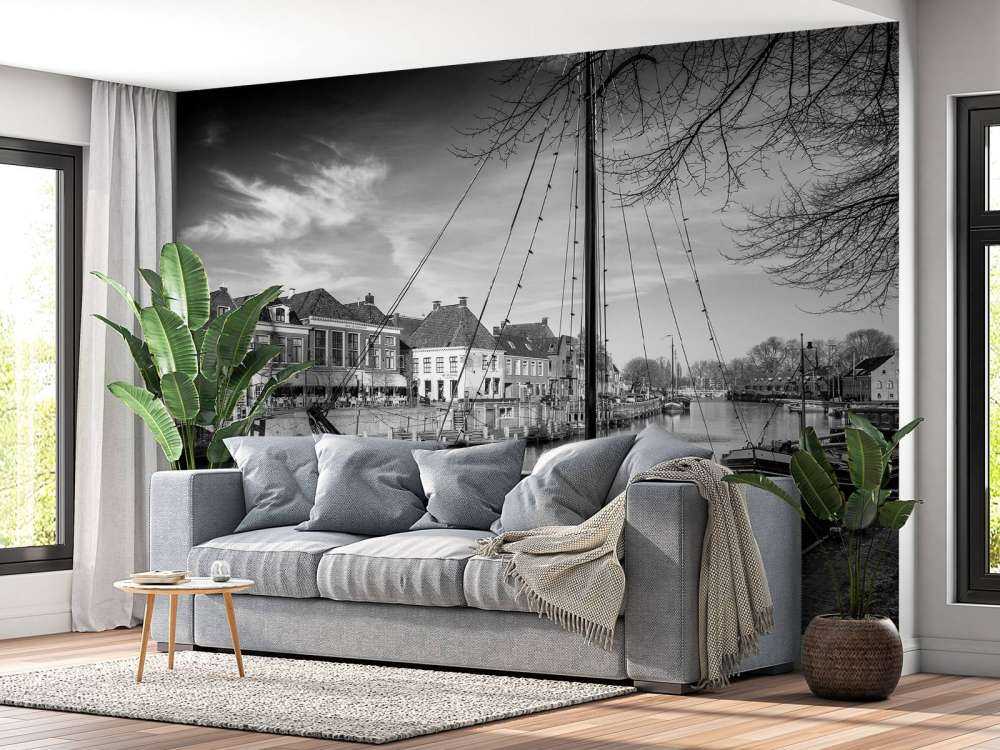 Historic cargo ships docked in Dokkum Friesland 