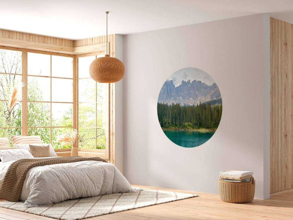 Tree line at mountain lake