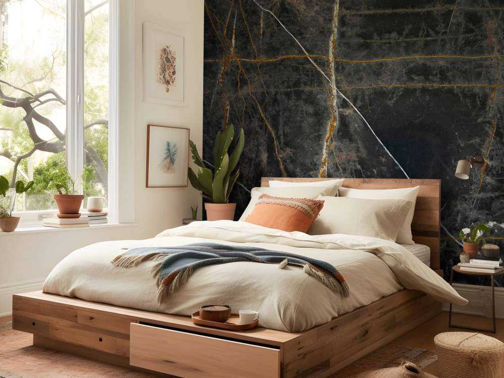 Black marble with copper tones