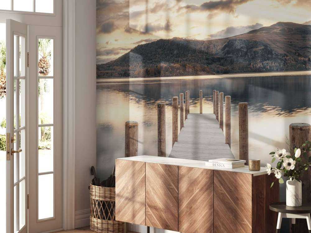 Wooden jetty at a lake