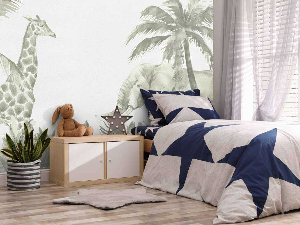 Various jungle animals in green