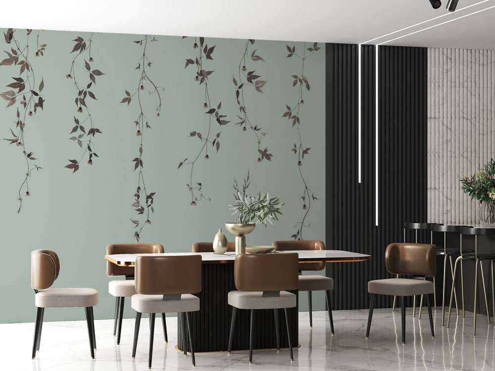 Clematis twigs on gray green