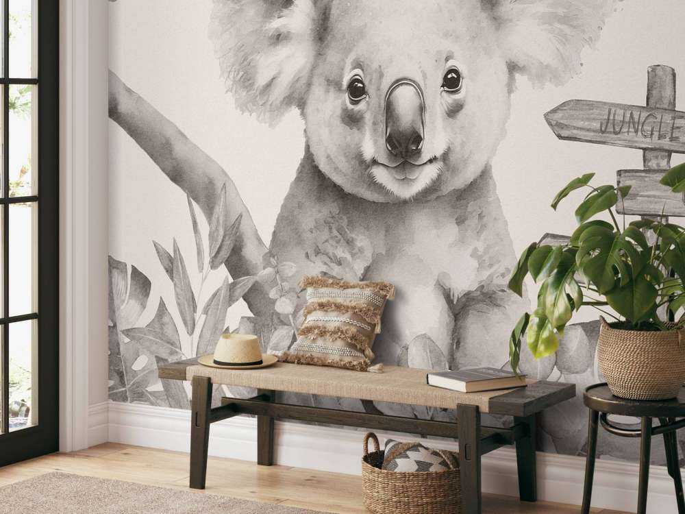 Baby koala in the jungle beige