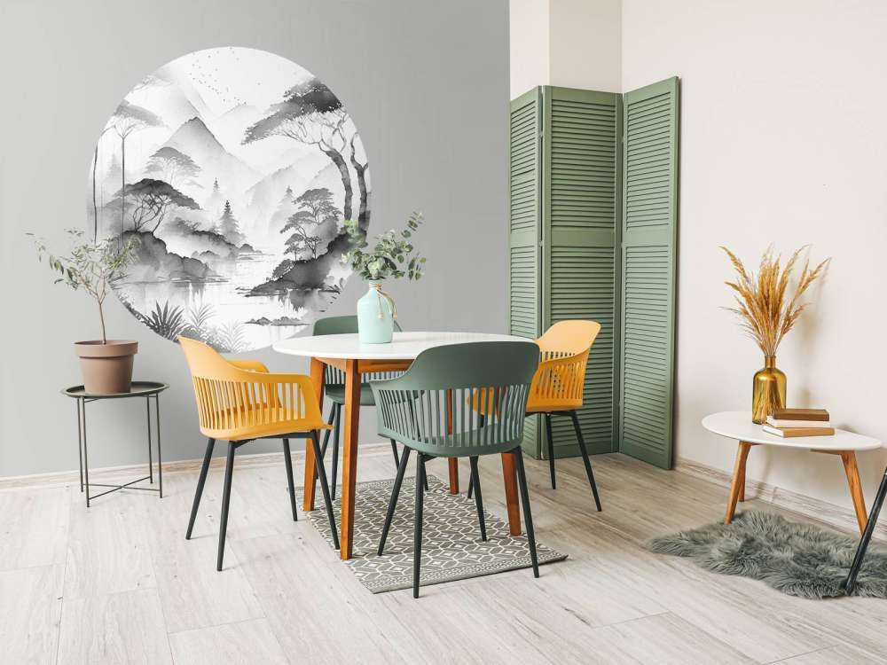 Mountain Lake in Misty Ink