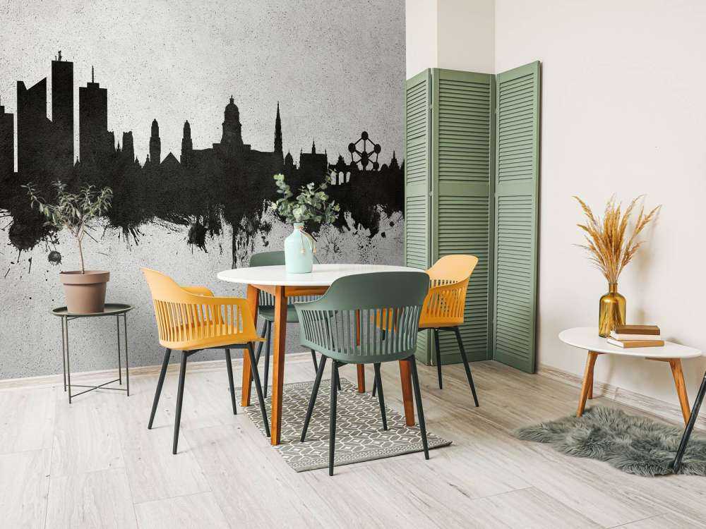 Watercolor skyline, Brussels