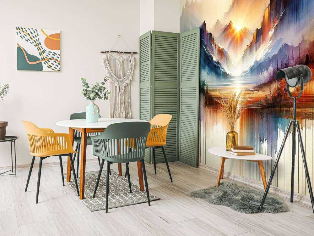 Watercolor Abstract Mountains Landscape