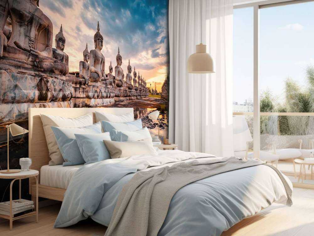 Buddha statues on water