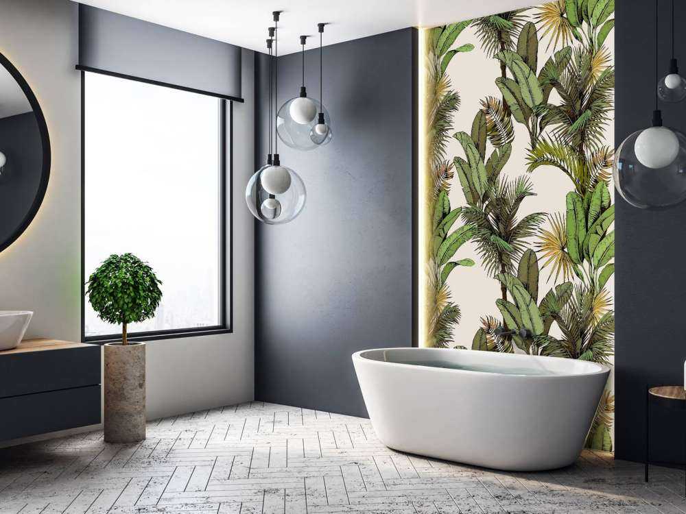 Tropical palm and banana leaves