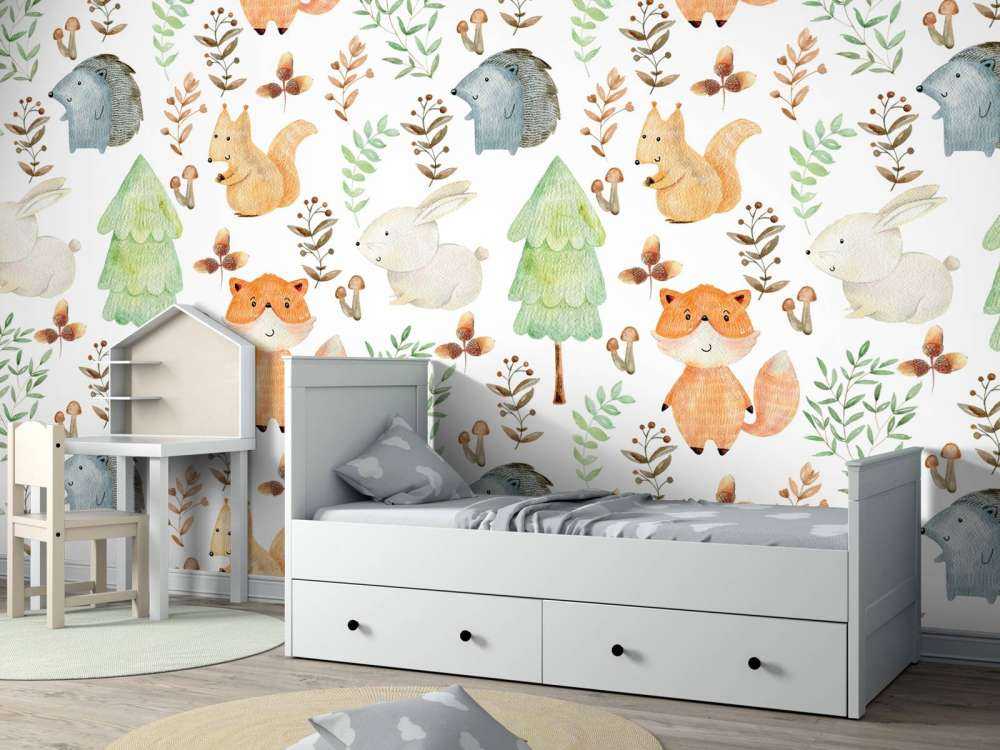 Watercolor forest animals