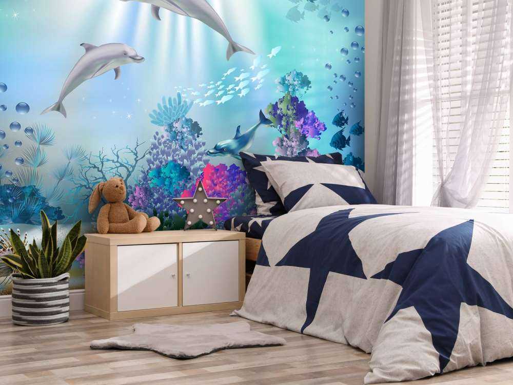 Underwater world with dolphins