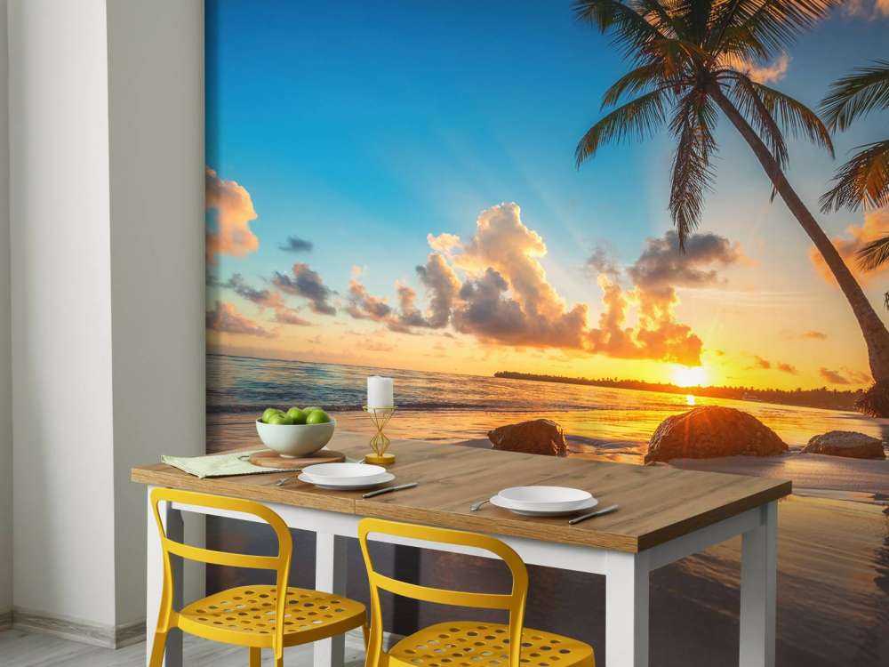 Palm trees at sunset