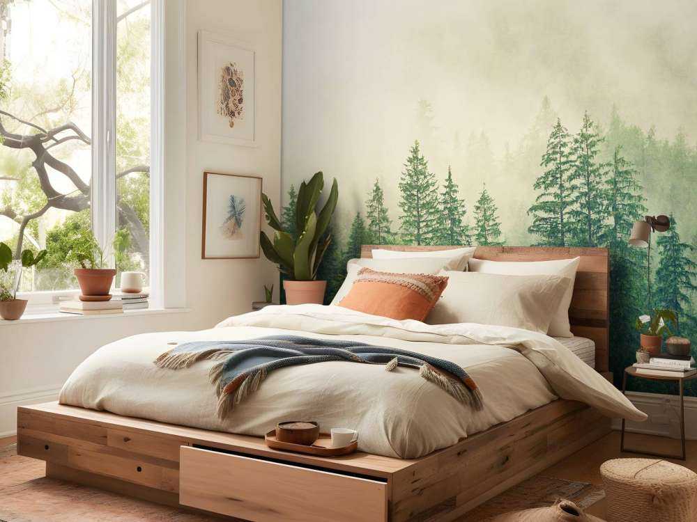 Pine trees in the fog