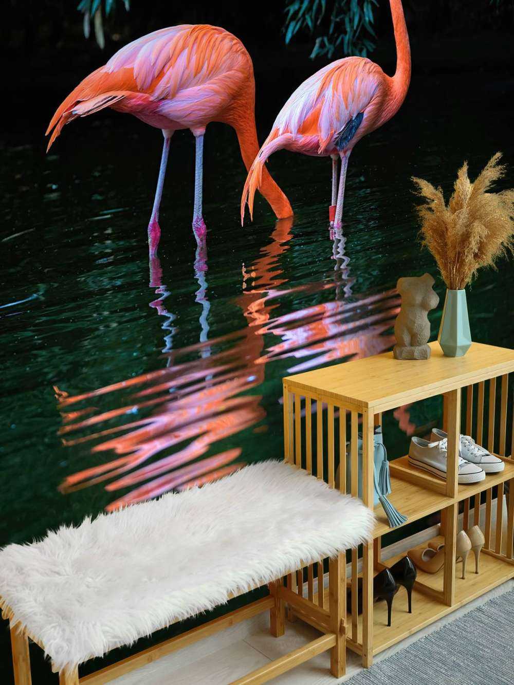 Two Caribbean flamingos