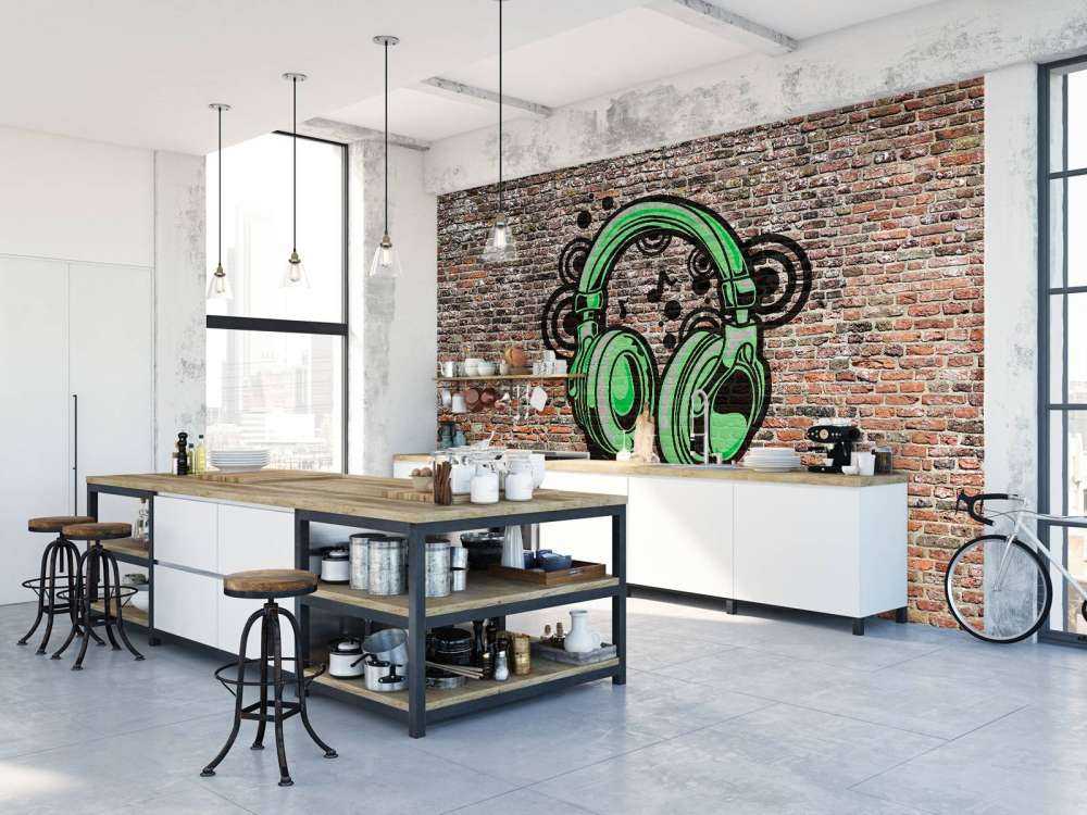 Graffiti on old brick wall