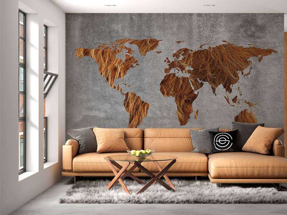World map with texture