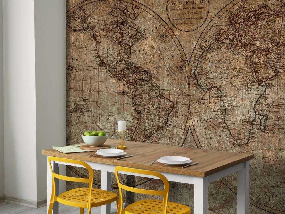 Old world map drawing