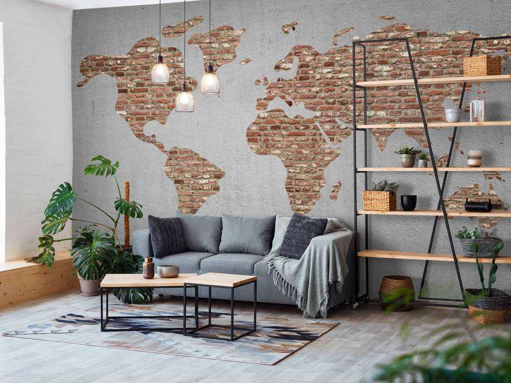 World map with bricks