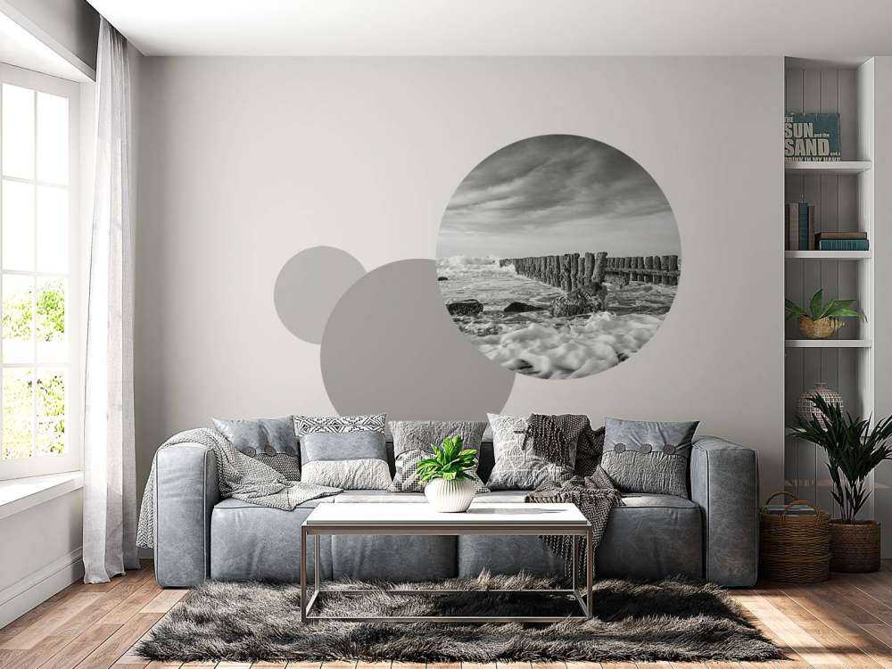 Foaming sea in black and white