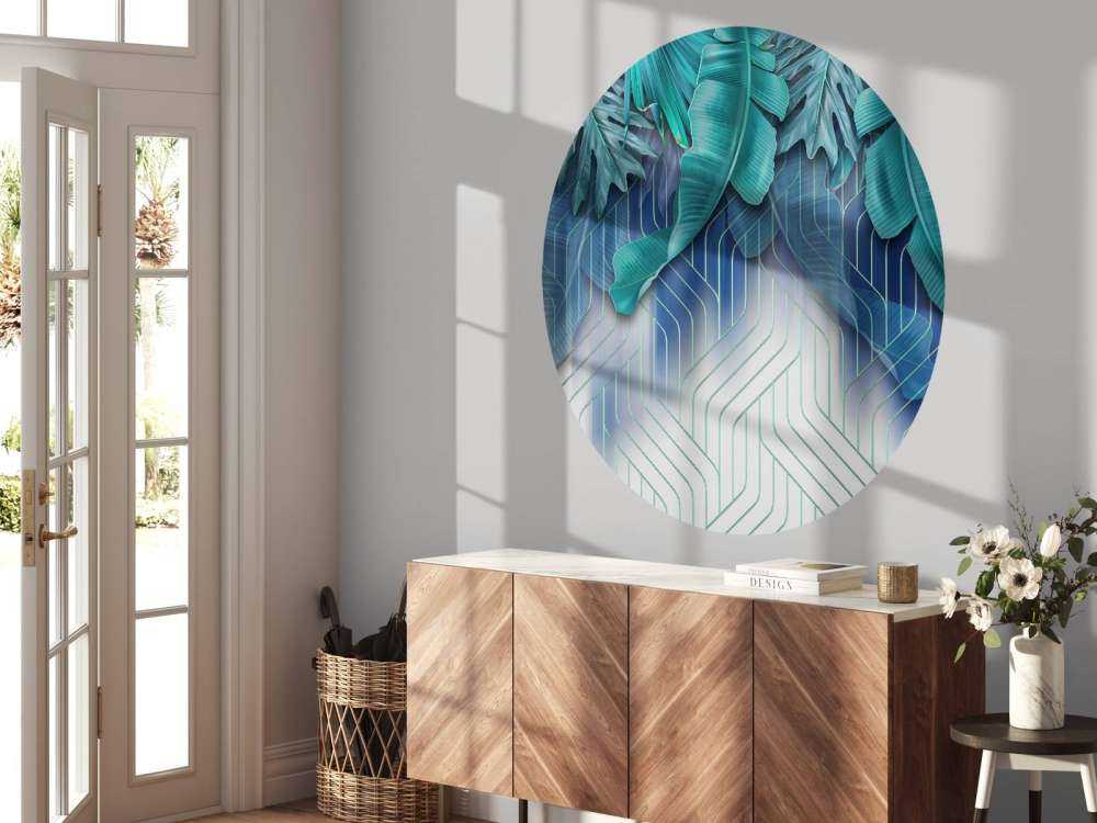 Green leaves and graphic green lines effect