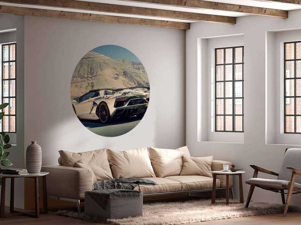 Supercar on mountain pass