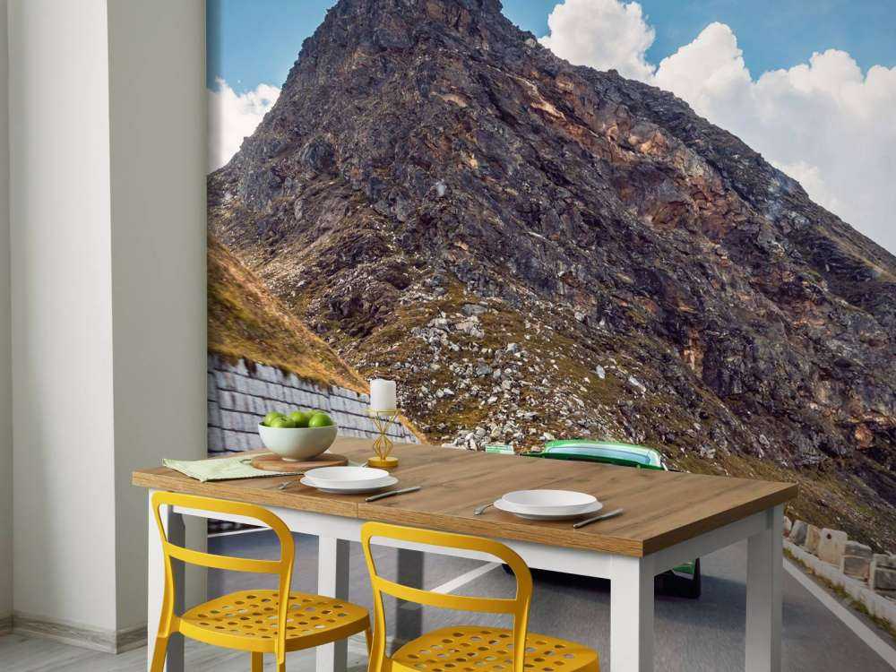 Mountain pass with sports car