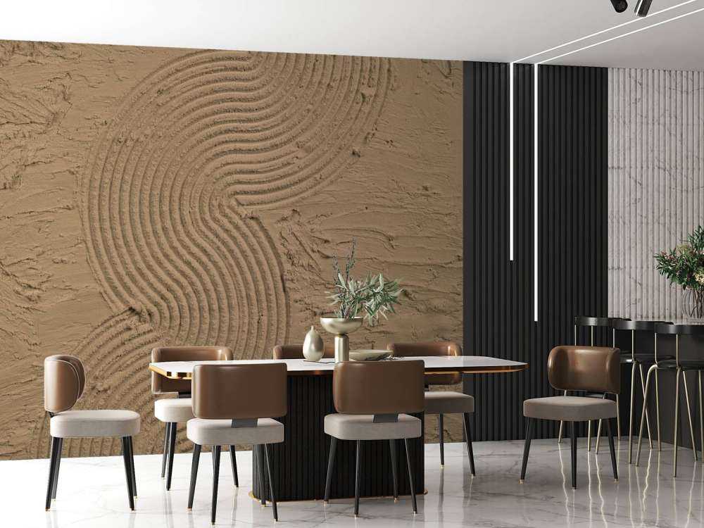 Organic lines and structures hem in gold brown