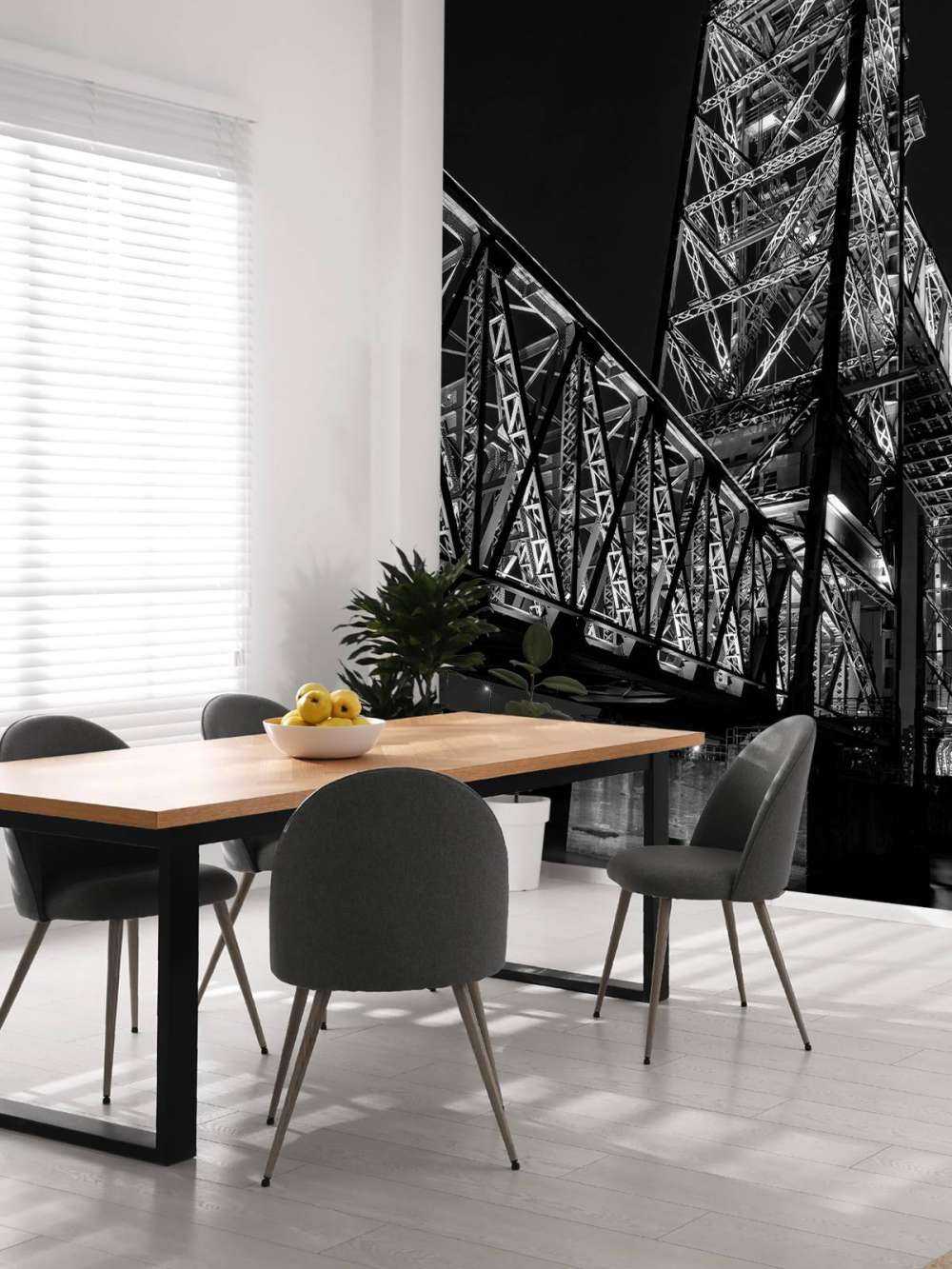 Former railroad bridge De Hef in Rotterdam in black and white 