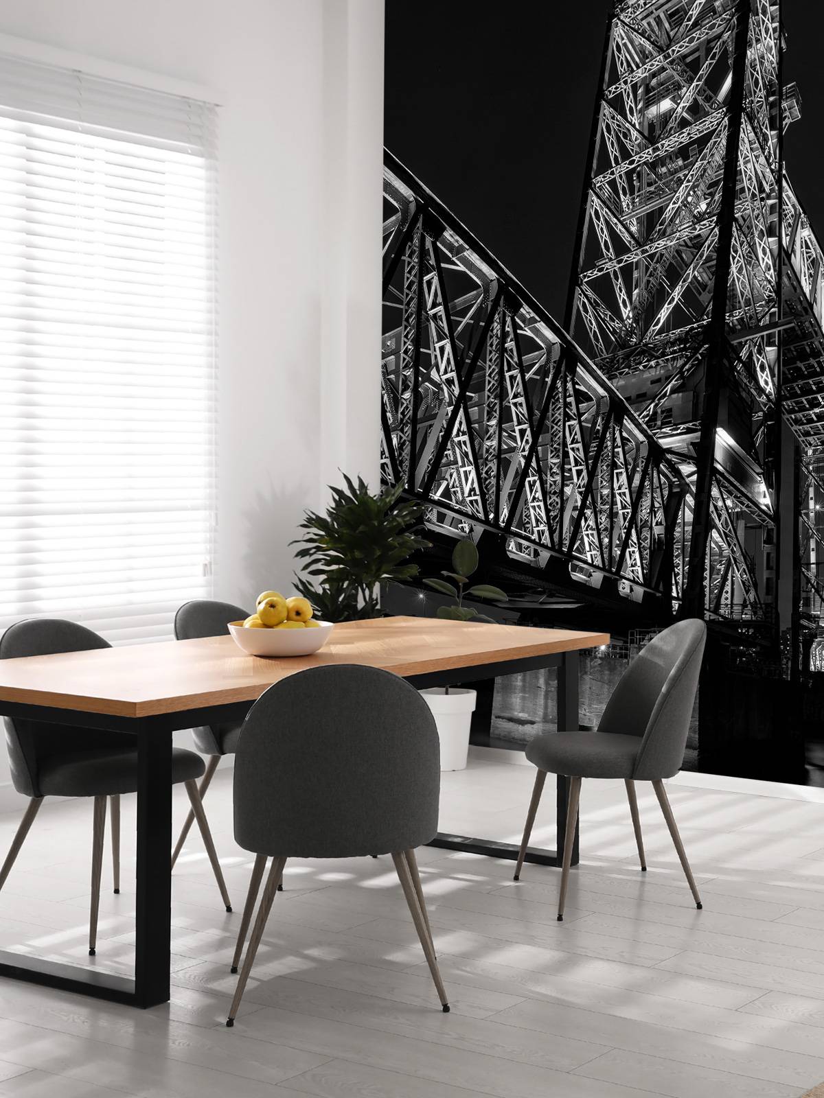 Former railroad bridge De Hef in Rotterdam in black and white 